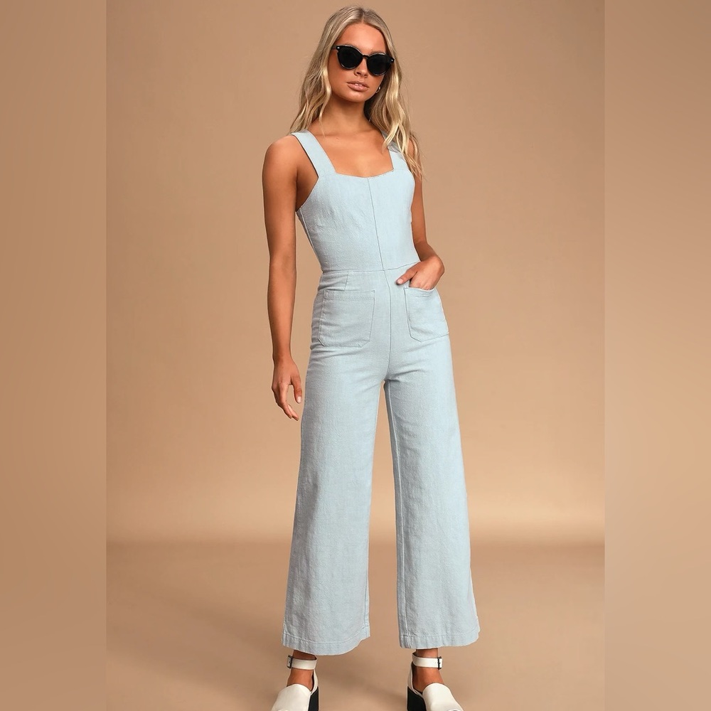 Sailor Light Blue Sleeveless Wide Leg Jumpsuit